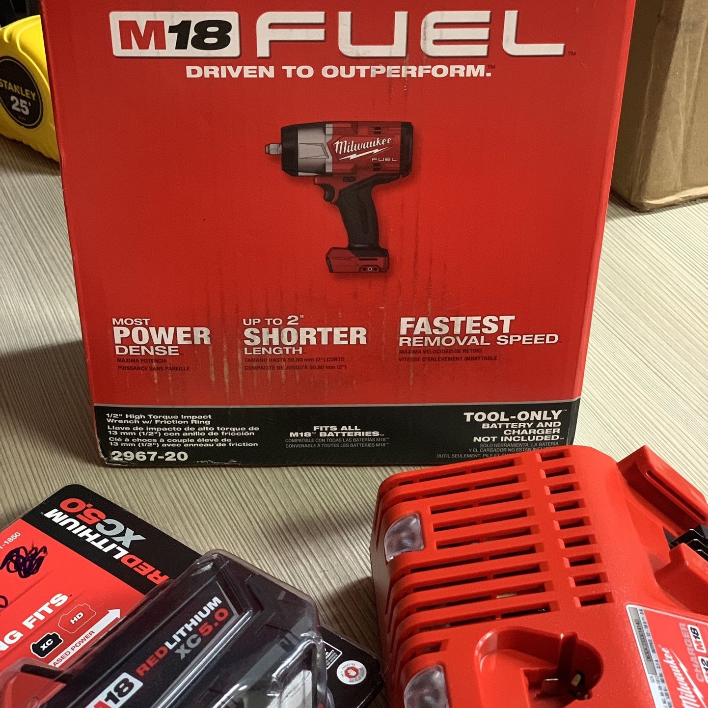 Milwaukee New Kit 1/2” High Torque Impact Wrench  (296720) Battery 5ah And Charger 