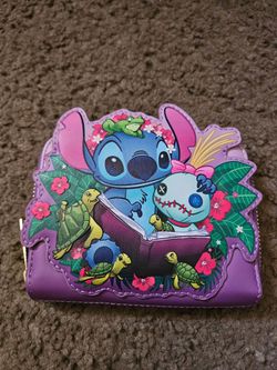 Disney Loungefly Stitch Scrump Reading Wallet Purple Turtles Lilo &