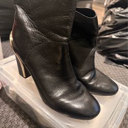 DVF Black Leather Ankle Boots Size 7M
