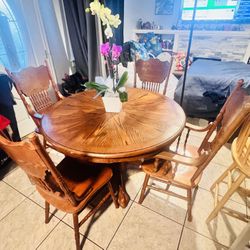 Vintage Solid Wood Dining Table Set 