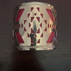 New Gold Bracelet With Red Leather Inside 