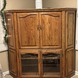 Solid Oak TV Entertainment Center 