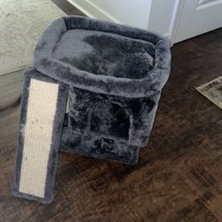 SYANDLVY Small Cat Tree for Indoor Cats, Activity Tower with Scratching Post, Kittens Condo with Board Smoky Gray 
