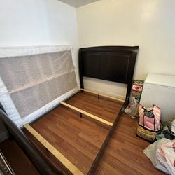 wood queen bed frame solid sturdy frame 