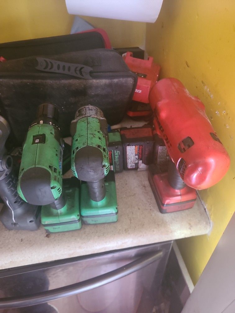 Snap-on 18v Monsterlithium Impact Drill Led Light Set W/ 8 Batteries!