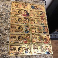 24k Gold Plated Sailor Moon Banknote Set