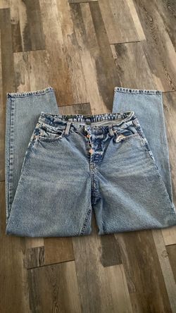 Washed High rise straight leg jeans