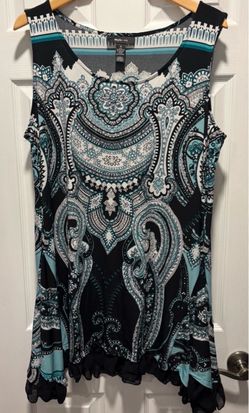 Style & Co. Paisley Sleeveless Top with Ruffle Hem women’s size XL