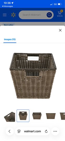 Brand new in box -Better Homes & Gardens Large Poly Rattan Storage Basket with Handles, 2 Pack