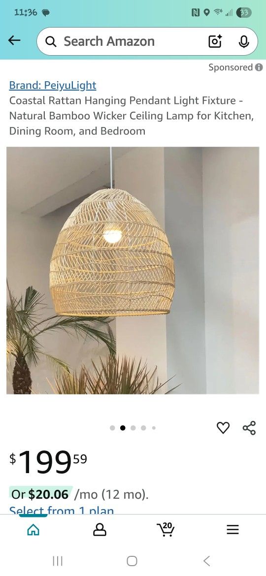 Coastal Rattan Hanging Pendant Light Fixture