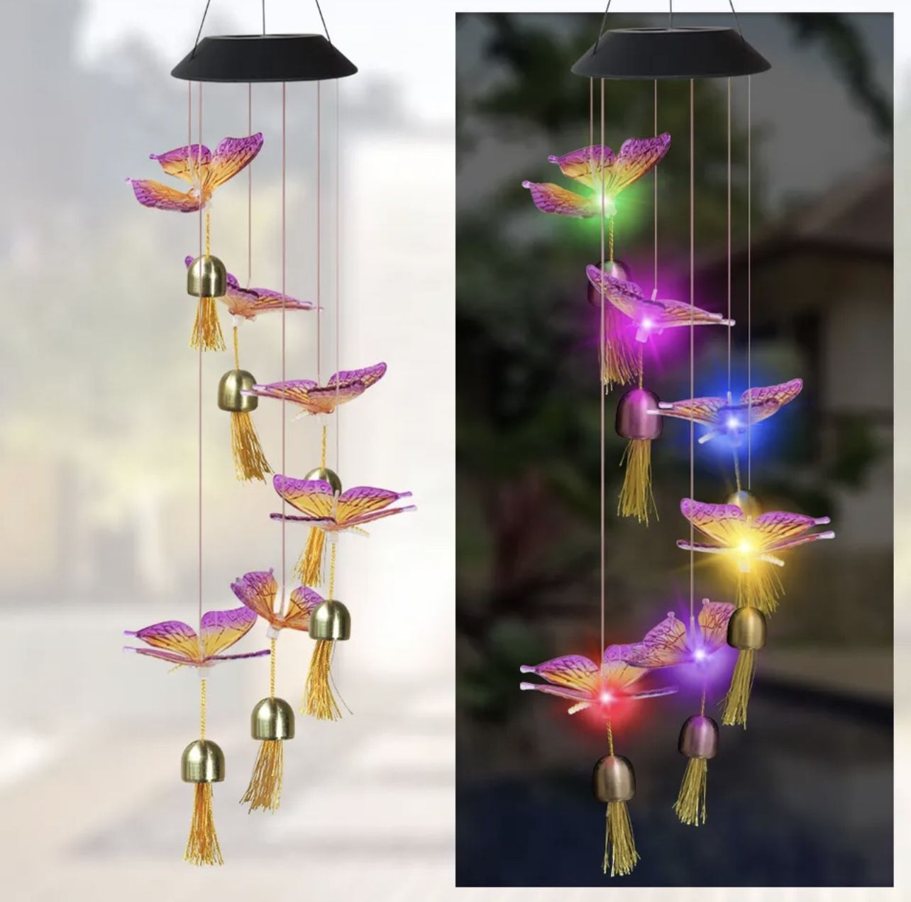 Large LED Solar Outdoor Lights Colorful Wind Chimes Gift Yard Garden Home Decor