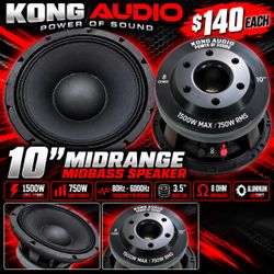 KONG AUDIO 10” MIDRANGE / MIDBASS SPEAKER $140 Each
