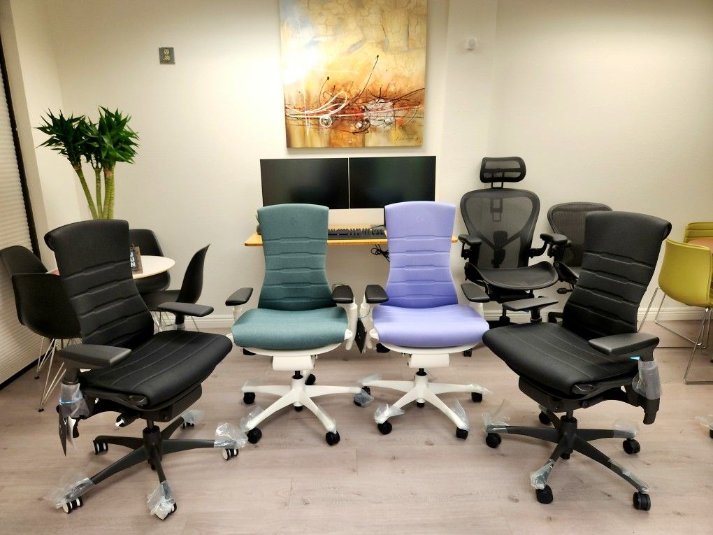 BRAND NEW! HERMAN MILLER LOGITECH X EMBODY GAMING CHAIRS BLACK/CYAN, BLACK/BLACK, GALAXY WHITE & AMETHYST AVAILABLE!