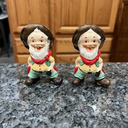 Vintage Ceramic cowboys Pair of Salt and pepper shakers.  Size approximately 3 1/2 inches tall.  Made in Japan with stickers.  Preowned 