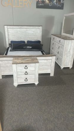 Bedroom Furniture Set Queen King Twin Full size bed frame dresser mirror nightstand chest mattress box spring storage Bed Only $39 down payment 👉 Ple