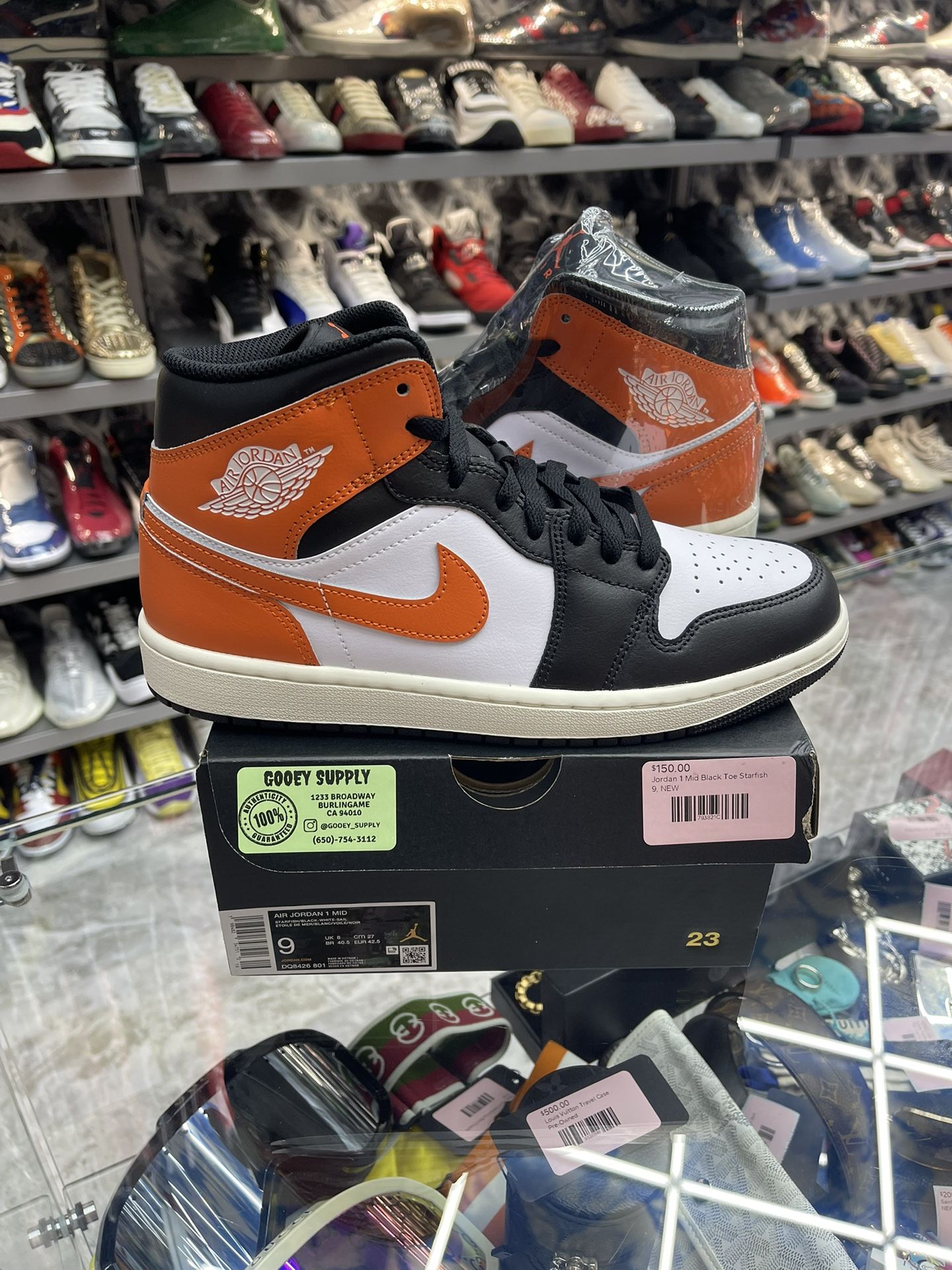 Jordan 1 Mid Black Toe Starfish - Size 9