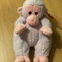 VINTAGE 13” 1999 Ty Baby Monkey Purple Pink Rattle Plush Soft Monkey Baby w/tag