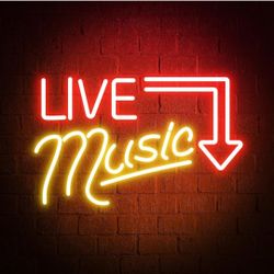 Music Live Neon Signs, Handcrafted Live Music Led Light Signs for Wall Decor, Usb Powered Music Live Led Light For Nightclub, Bar, Club, Bedroom, Musi