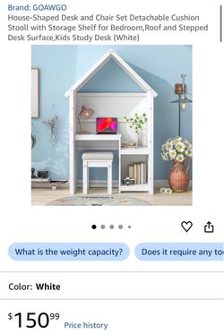GOAWGO House-Shaped Desk and Chair Set & IKEA LETTAN Mirroring