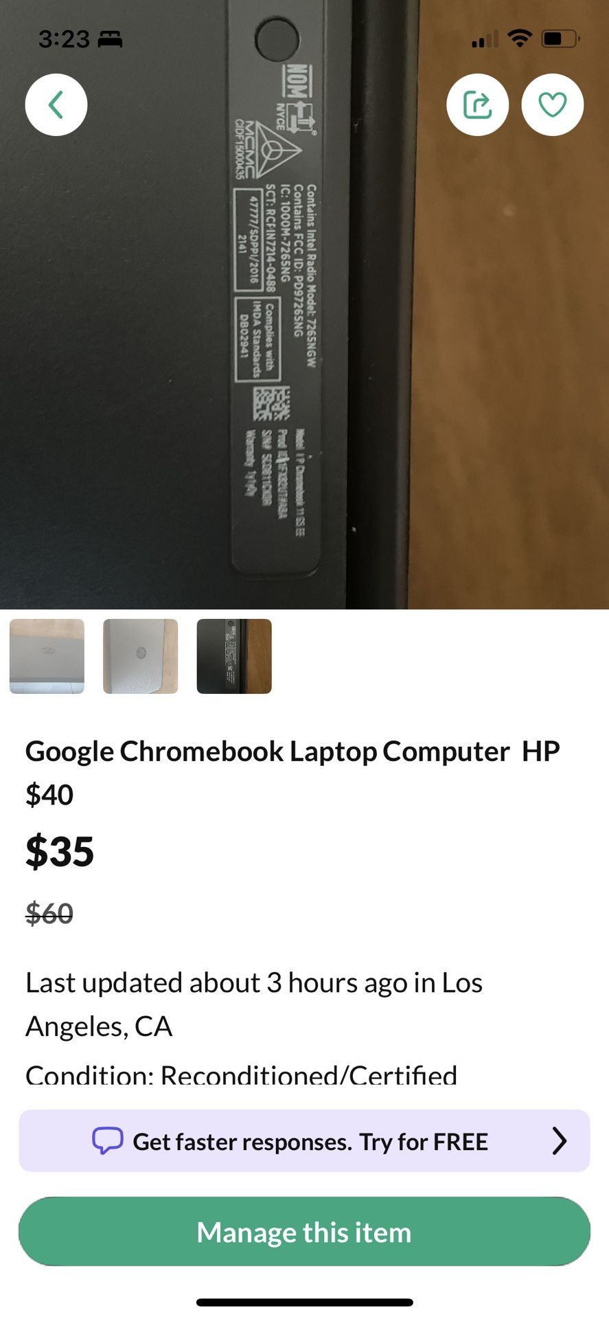 Chromebook Laptop HP $35