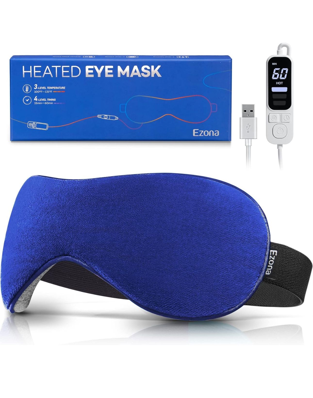 Heated Eye Mask with Temperature & Timer Control - USB Eye Heating Pad