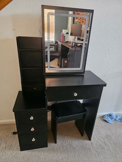 Black Vanity With LED mirror