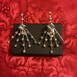 Vintage Silver Clip On Earrings With Beautiful Rhinestones And Crystals,by R&G Co.