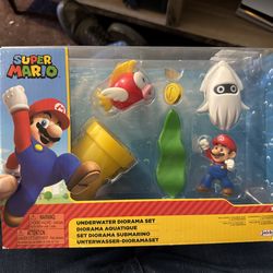 SUPER MARIO- UNDERWATER DIORAMA SET- 2019 NINTENDO- JAKKS PACIFIC