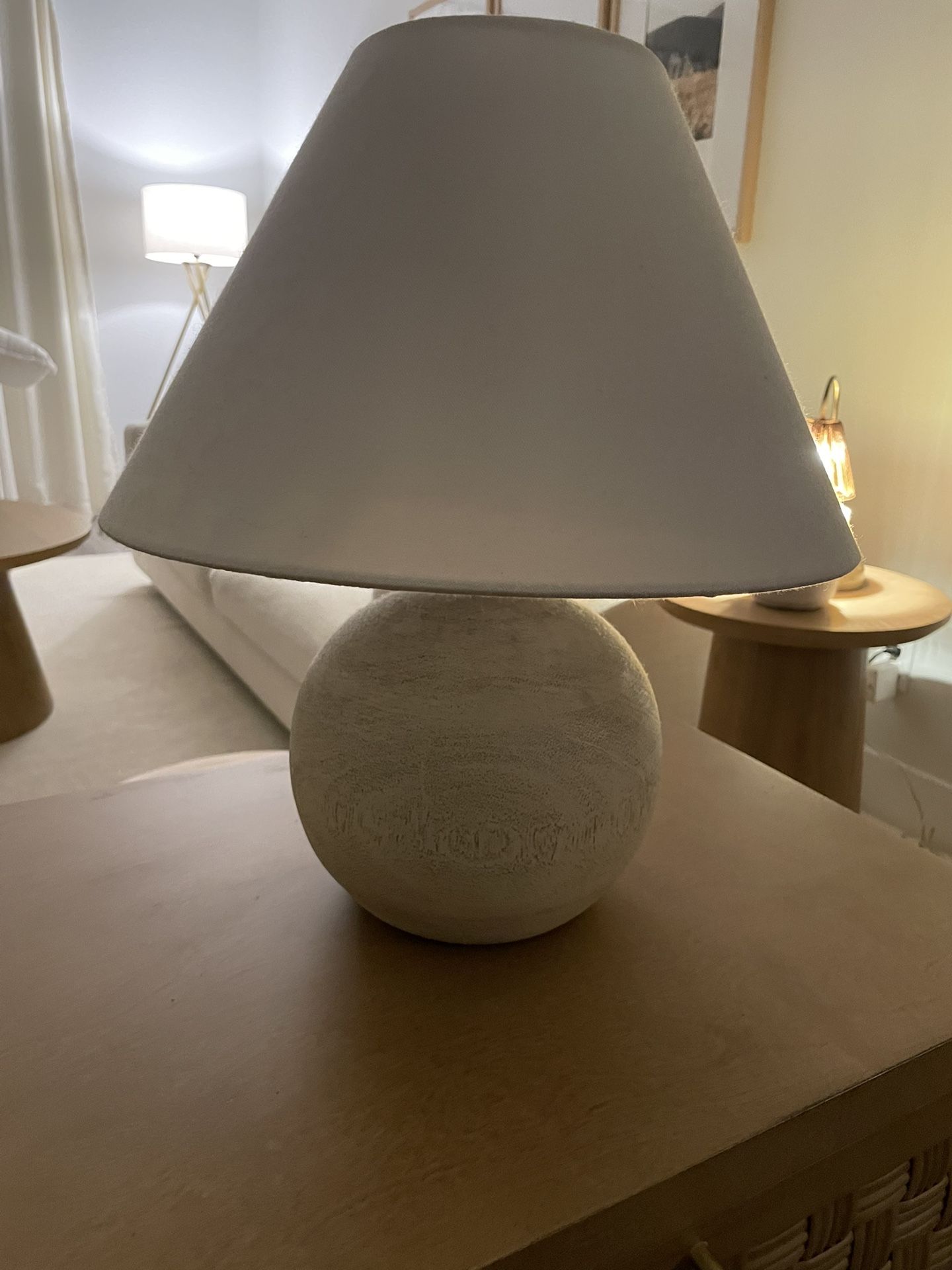 TWO Threshold Medium Faux Wood Table Lamp (Brown)