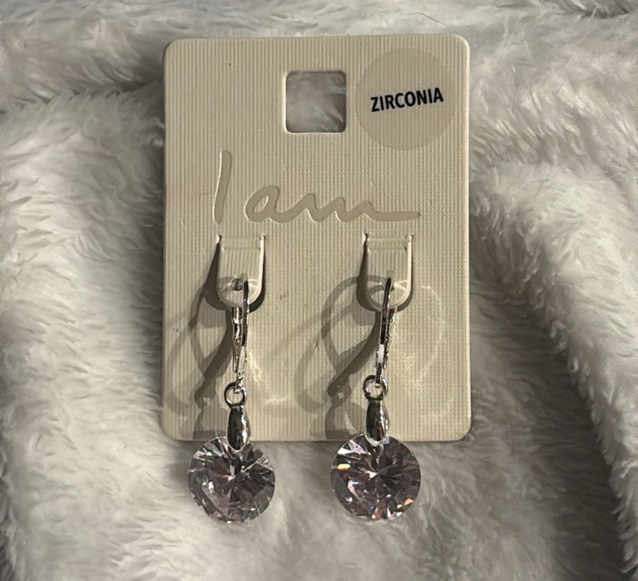 I Am - Silver Zirconia Dangle Earrings
