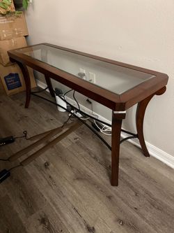 Wood and Glass Console Sofa Table