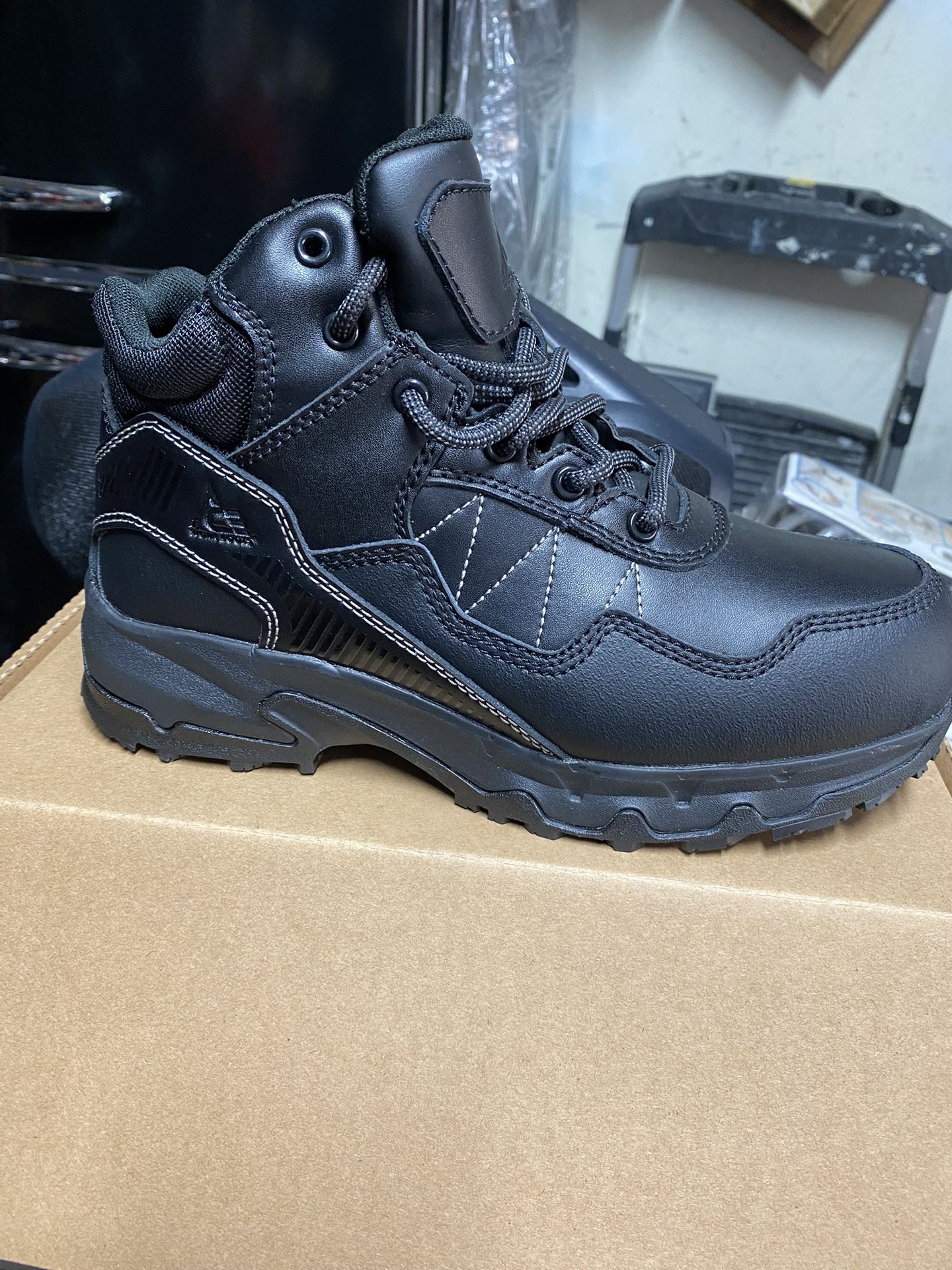 ACE Work Boots by SFC Piston Low and Mid, Men's, Women's, Unisex Soft Toe Slip Resistant Work Boots, Water Resistant, Black size 6.5 men’s/8 women’s