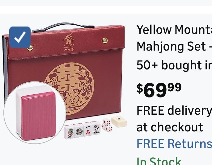 Yellow Mountain Imports Chinese Mahjong Set Rouge Harmony for Chinese Style Gameplay 146 Tiles