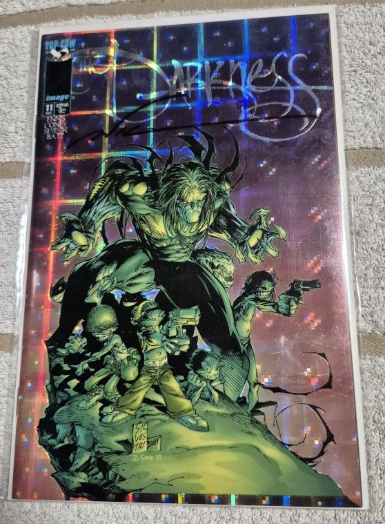 DARKNESS # 11 SIGNED MARC SILVESTRI HOLOPLAID CHROME CVR 1998 NM IMAGE TOP COW