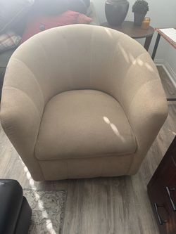 Beige Barrel Accent Chair