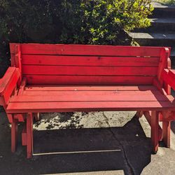 Red Wooden Bench