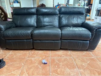 Full leather black sofa set