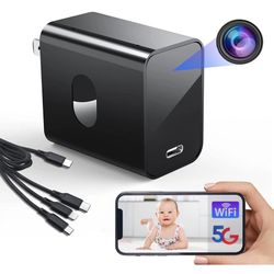4K Nanny Camera Supports 2.4G&5G WiFi, Mini Hidden Camera Charger with Motion Detection, Night Version, Nanny Cam Hidden Camera, Small Hidden Camera W