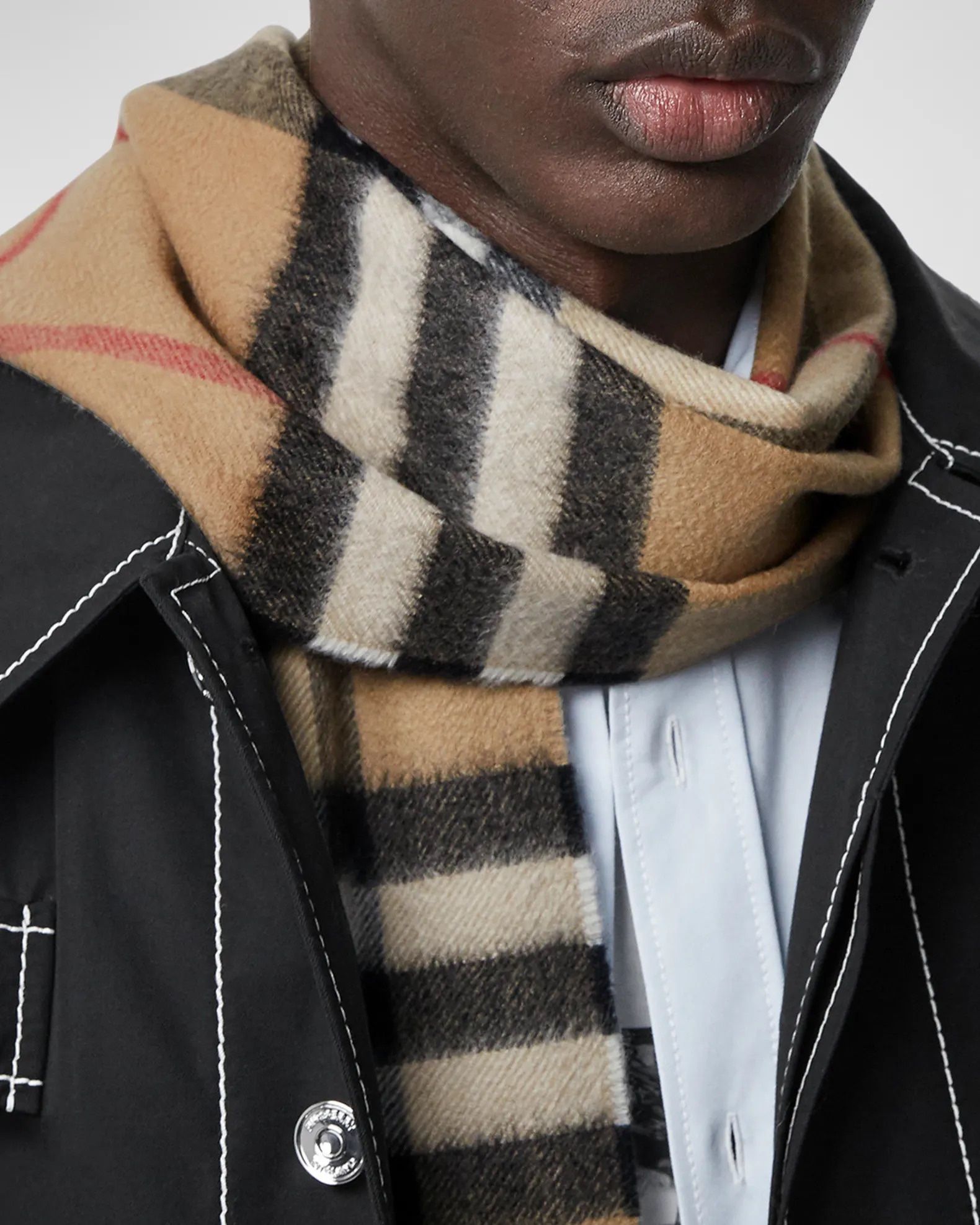 NWT BURBERRY LONDON Fine Brushed Cashmere Archive Monogram Scarf Plaid Unisex