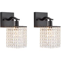 Crystal Wall sconces Bathroom Vanity Lights, 1-Light Crystal Bathroom Lights with Crystal Drops Wall-Mounted with E12 Bulb for Bedroom Hallway Vanity 