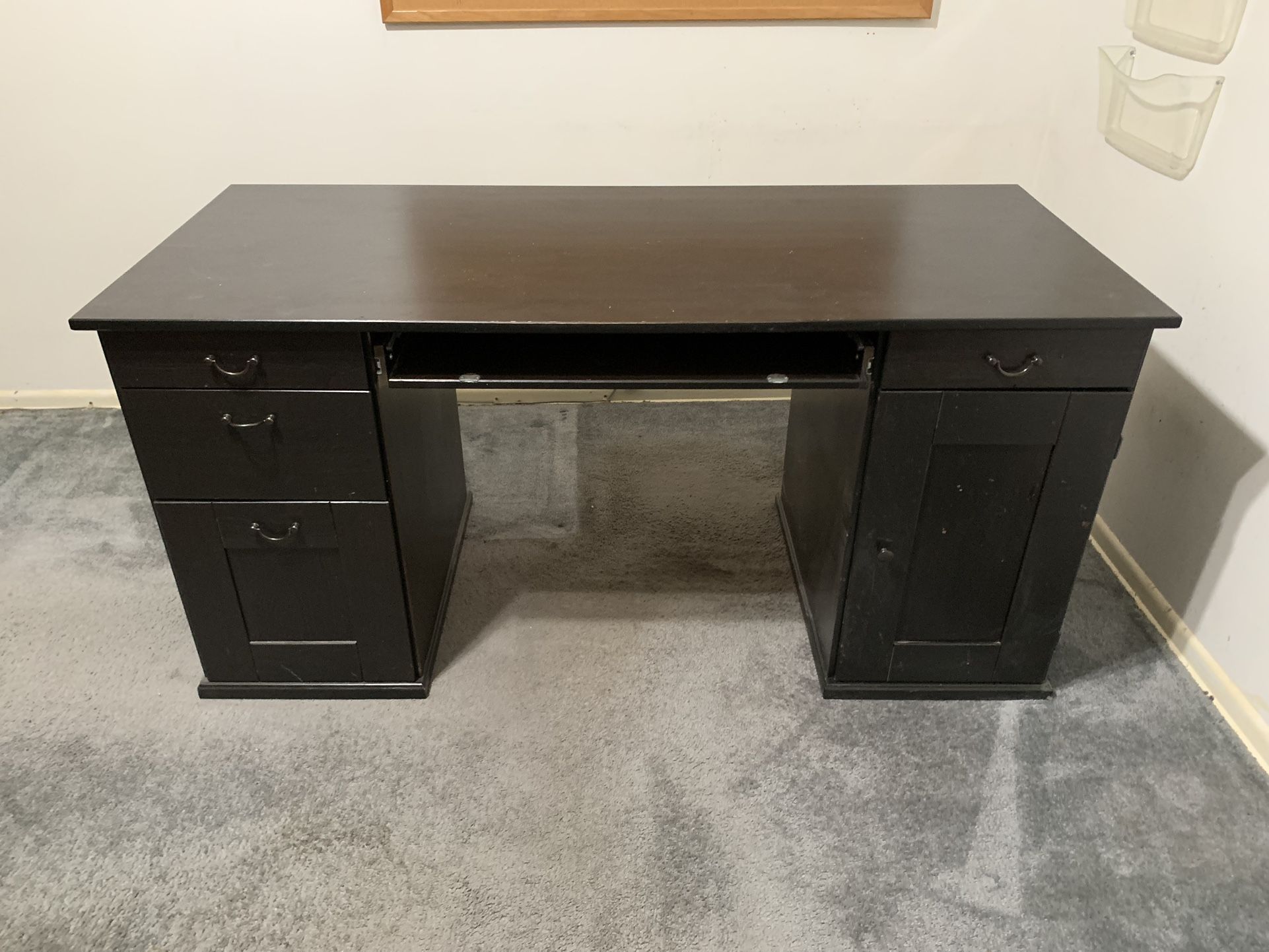 IKEA ALVE Solid Pine Wood Double Pedestal Desk