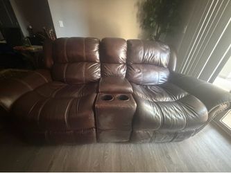 Leather dual recliner