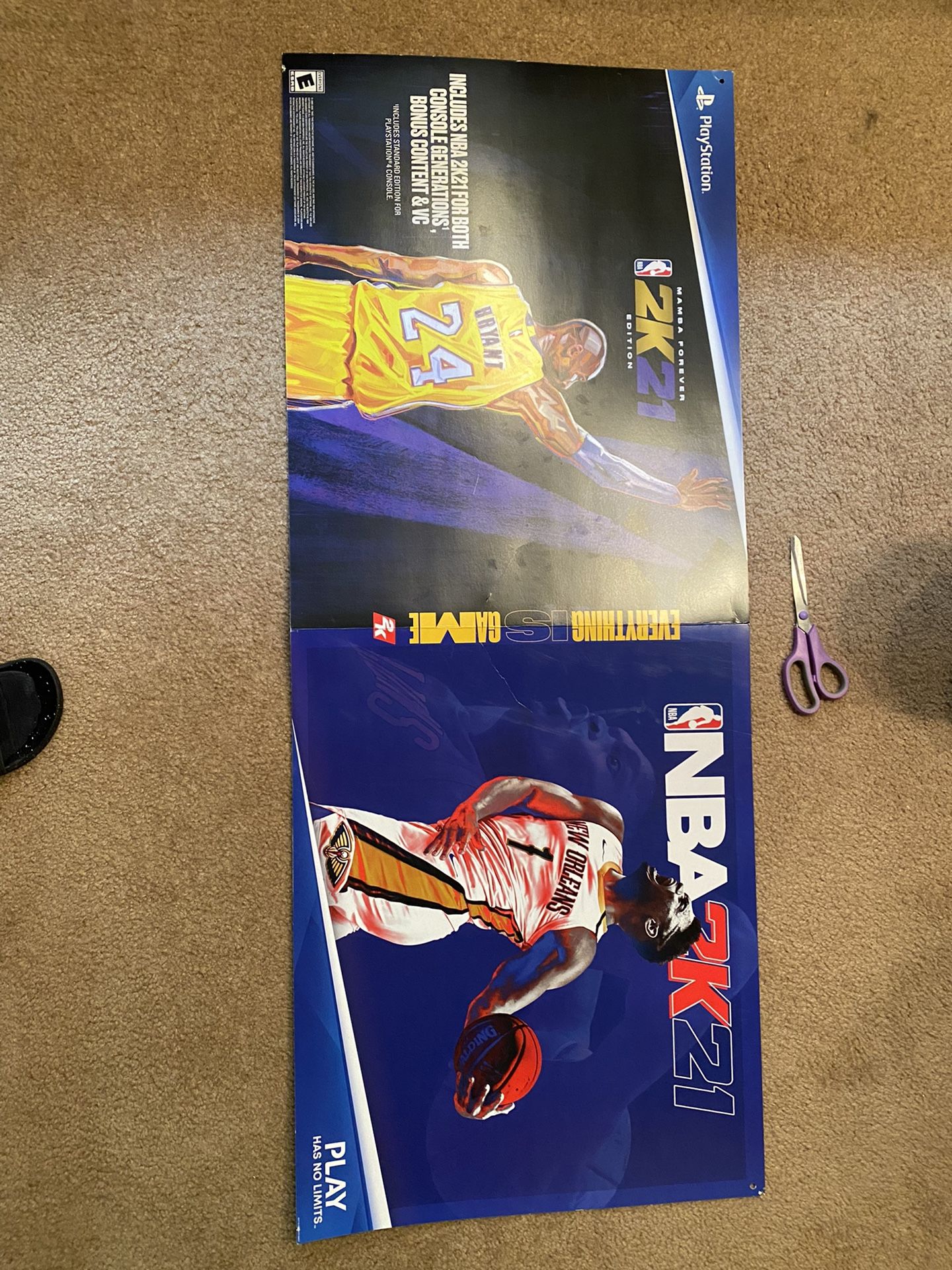 NBA 2K21 GameStop Promo Poster Kobe Bryant Zion Williamson