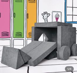 Yourigami Kids Convertible Play Fort Mountain Gray
