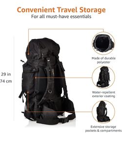 Amazon Basics Internalt Frame Hiking Backpack with Rainfly for