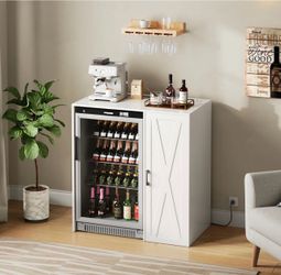 Mini fridge cabinet with storage / coffee bar cabinet