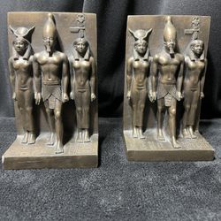 Lot Of 2 Antique Vintage Chinese  ANCIENT EGYPTIAN Statue and Menkaure and Hathor Statue