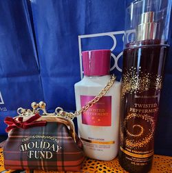 Bath & Body Works Twisted Peppermint Gift Set & Coin purse