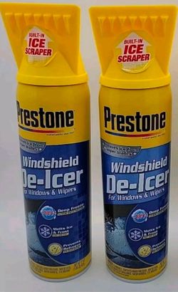 2 Pack Prestone Windshield De-Icer Spray w/ Ice Scraper Top