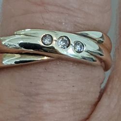 SOLID GOLD DIAMOND BAND DOUBLE SZ , 7